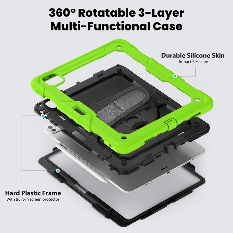 For iPad Pro 13 2024 Silicone Hybrid PC Tablet Case with Shoulder Strap(Black + Yellow Green) - iPad Pro 13 2024 Cases by PMC TechLife | Online Shopping South Africa | PMC TechLife | Buy Now Pay Later Mobicred