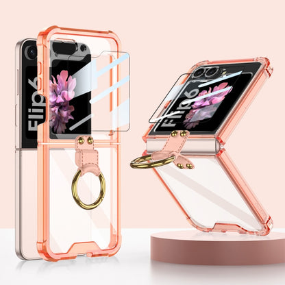 For Samsung Galaxy Z Flip6 GKK Airbag Ring Full Coverage Phone Case with Tempered Film(Orange) - Galaxy Z Flip6 5G Cases by GKK | Online Shopping South Africa | PMC Jewellery | Buy Now Pay Later Mobicred