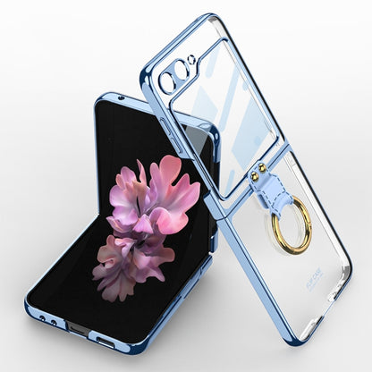 For Samsung Galaxy Z Flip6 GKK Integrated Electroplating Phone Case with Ring(Blue) - Galaxy Z Flip6 5G Cases by GKK | Online Shopping South Africa | PMC Jewellery | Buy Now Pay Later Mobicred