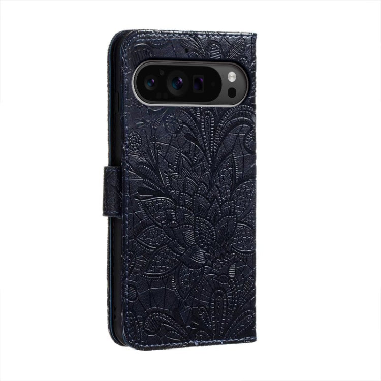 For Google Pixel 9 Pro Lace Flower Embossing Flip Leather Phone Case(Dark Blue) - Google Cases by PMC Jewellery | Online Shopping South Africa | PMC Jewellery | Buy Now Pay Later Mobicred