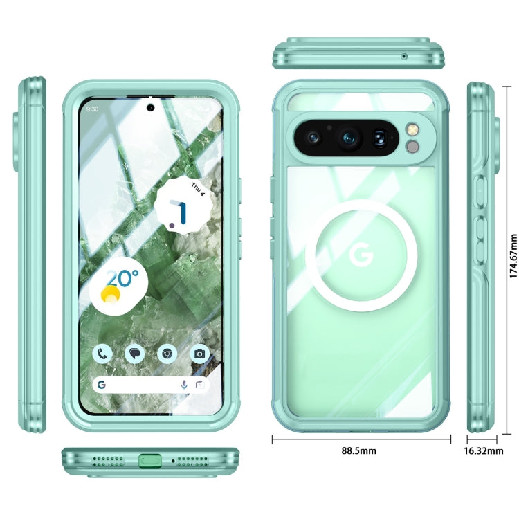 For Google Pixel 9 / 9 Pro RedPepper Transparent IP65 Life Waterproof Phone Case(Green) - Google Cases by RedPepper | Online Shopping South Africa | PMC Jewellery | Buy Now Pay Later Mobicred