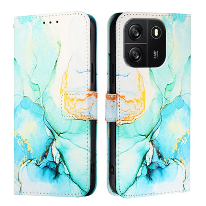For Blackview Wave 6C PT003 Marble Pattern Flip Leather Phone Case(Green) - More Brand by PMC Jewellery | Online Shopping South Africa | PMC Jewellery | Buy Now Pay Later Mobicred