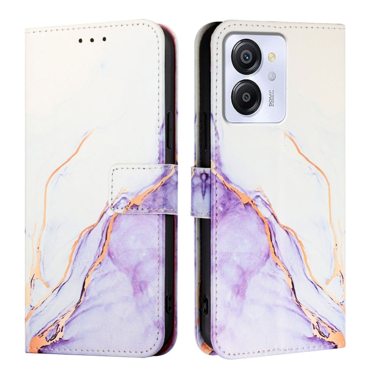 For Blackview Color 8 PT003 Marble Pattern Flip Leather Phone Case(White Purple) - More Brand by PMC Jewellery | Online Shopping South Africa | PMC Jewellery | Buy Now Pay Later Mobicred