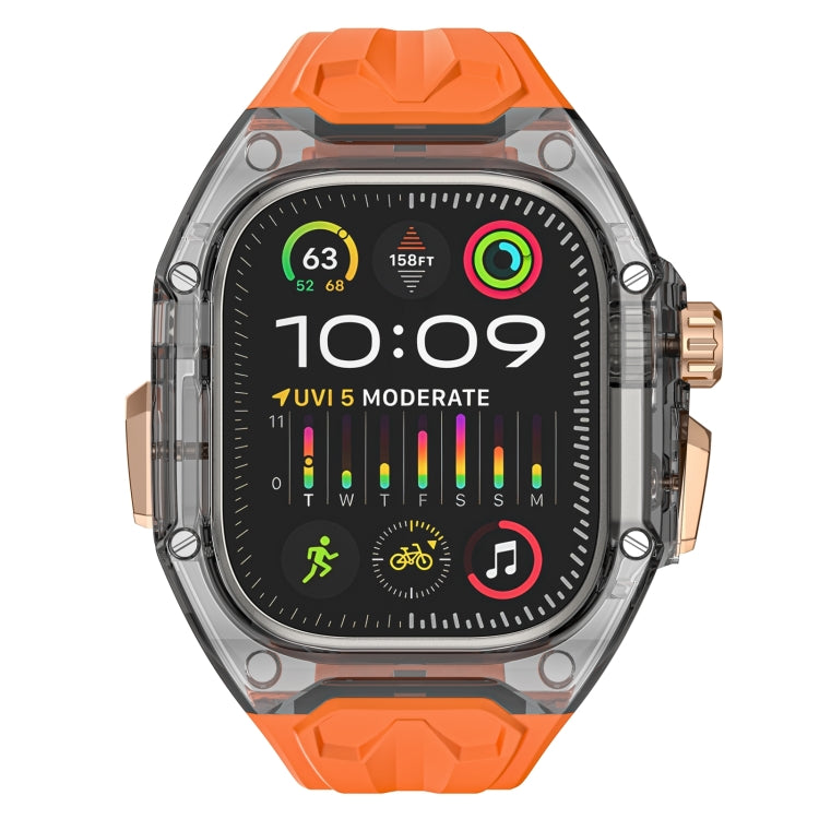 For Apple Watch Ultra 49mm Modified PC Hybrid TPU Watch Case Band(Orange Clear Black) - Watch Bands by PMC Jewellery | Online Shopping South Africa | PMC Jewellery | Buy Now Pay Later Mobicred