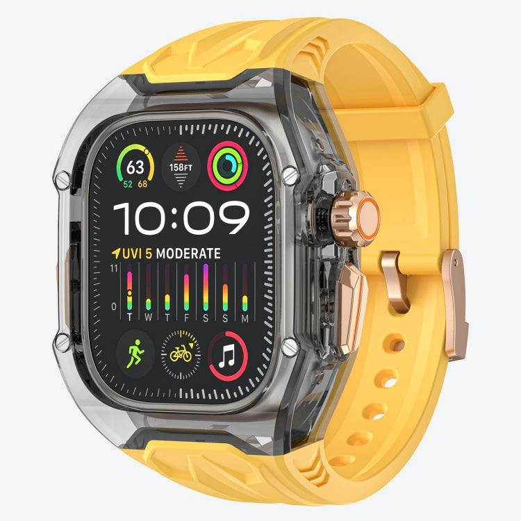 For Apple Watch Ultra 49mm Modified PC Hybrid TPU Watch Case Band(Yellow Clear Black) - Watch Bands by PMC Jewellery | Online Shopping South Africa | PMC Jewellery | Buy Now Pay Later Mobicred