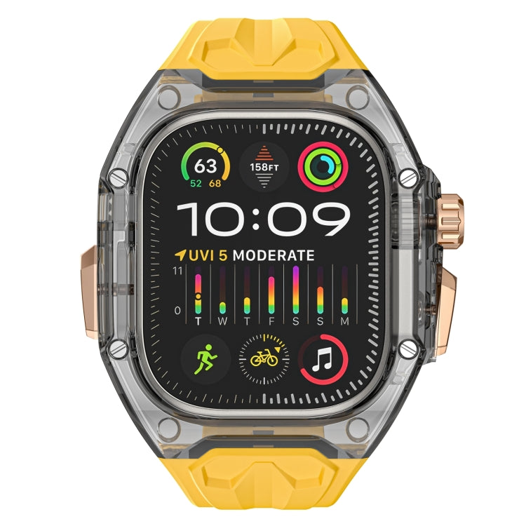 For Apple Watch Ultra 49mm Modified PC Hybrid TPU Watch Case Band(Yellow Clear Black) - Watch Bands by PMC Jewellery | Online Shopping South Africa | PMC Jewellery | Buy Now Pay Later Mobicred