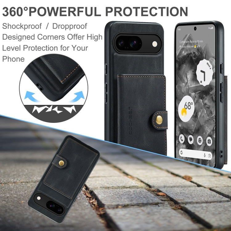 For Google Pixel 9 JEEHOOD J01 Retro Magnetic Detachable Wallet Phone Case(Black) - Google Cases by JEEHOOD | Online Shopping South Africa | PMC TechLife | Buy Now Pay Later Mobicred