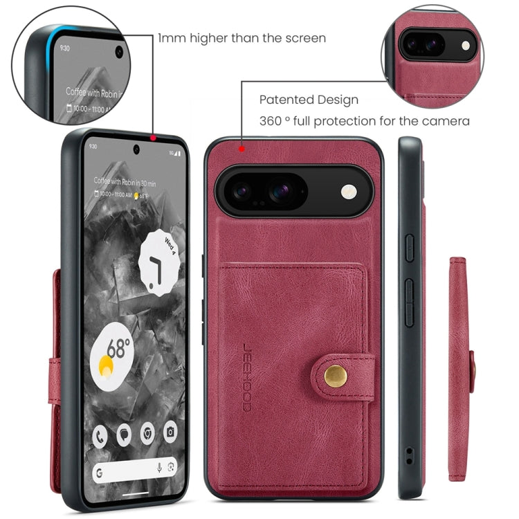 For Google Pixel 9 JEEHOOD J01 Retro Magnetic Detachable Wallet Phone Case(Red) - Google Cases by JEEHOOD | Online Shopping South Africa | PMC Jewellery | Buy Now Pay Later Mobicred