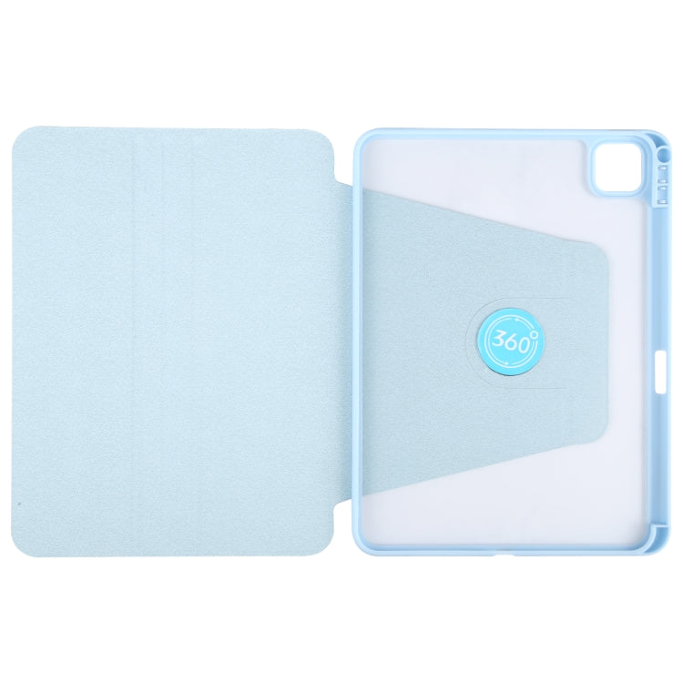 For iPad Air 13 2024 GEBEI Acrylic TPU 3-folding Rotating Smart Tablet Leather Case withh Pen Slot(Sky Blue) - iPad Air 13 2024 Cases by GEBEI | Online Shopping South Africa | PMC Jewellery | Buy Now Pay Later Mobicred