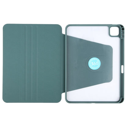 For iPad Pro 11 2024 GEBEI Acrylic TPU 3-folding Rotating Smart Tablet Leather Case withh Pen Slot(Dark Green) - iPad Pro 11 2024 Cases by GEBEI | Online Shopping South Africa | PMC Jewellery | Buy Now Pay Later Mobicred