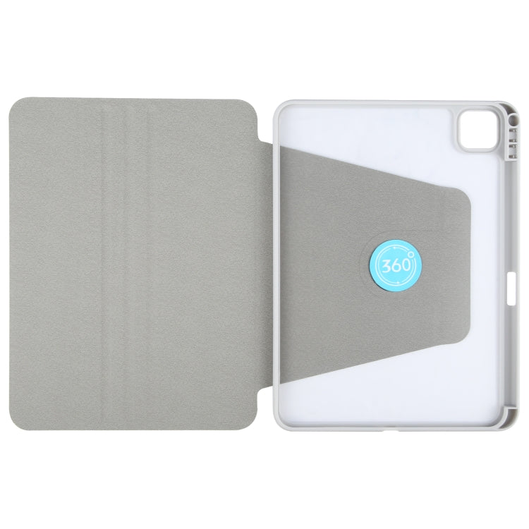 For iPad Pro 11 2024 GEBEI Acrylic TPU 3-folding Rotating Smart Tablet Leather Case withh Pen Slot(Grey) - iPad Pro 11 2024 Cases by GEBEI | Online Shopping South Africa | PMC Jewellery | Buy Now Pay Later Mobicred