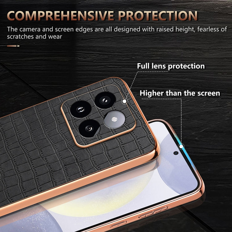 For Xiaomi 14 Pro AZNS Electroplated Frame Crocodile Texture Full Coverage Phone Case(Blue) - 14 Pro Cases by AZNS | Online Shopping South Africa | PMC Jewellery | Buy Now Pay Later Mobicred