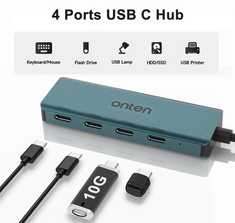 Onten UC620 10Gbps USB-C / Type-C to USB 3.2 Gen2 4 in 1 Multi-function HUB Docking Station, Length:1.5m(Green) - USB HUB by Onten | Online Shopping South Africa | PMC Jewellery | Buy Now Pay Later Mobicred