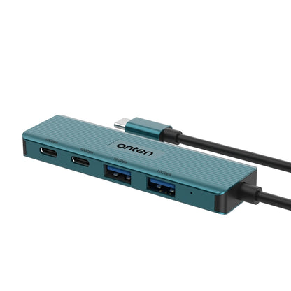 Onten UC622 10Gbps USB-C / Type-C to 2 x USB + 2 x USB-C / Type-C 4 in 1 HUB Docking Station, Length:1.5m(Green) - USB HUB by Onten | Online Shopping South Africa | PMC Jewellery | Buy Now Pay Later Mobicred