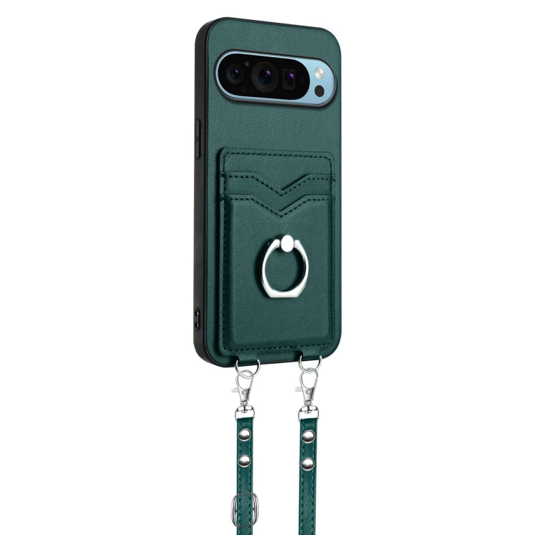 For Google Pixel 9 Pro XL R20 Crossbody Rope Ring Card Holder Phone Case(Green) - Google Cases by PMC Jewellery | Online Shopping South Africa | PMC Jewellery | Buy Now Pay Later Mobicred