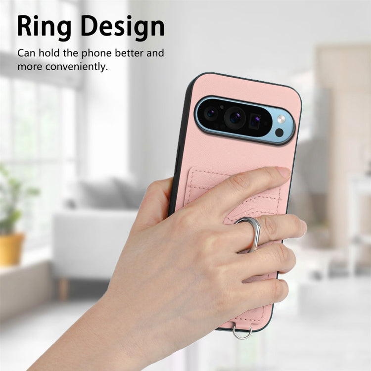 For Google Pixel 9 / 9 Pro R20 Crossbody Rope Ring Card Holder Phone Case(Pink) - Google Cases by PMC Jewellery | Online Shopping South Africa | PMC Jewellery | Buy Now Pay Later Mobicred