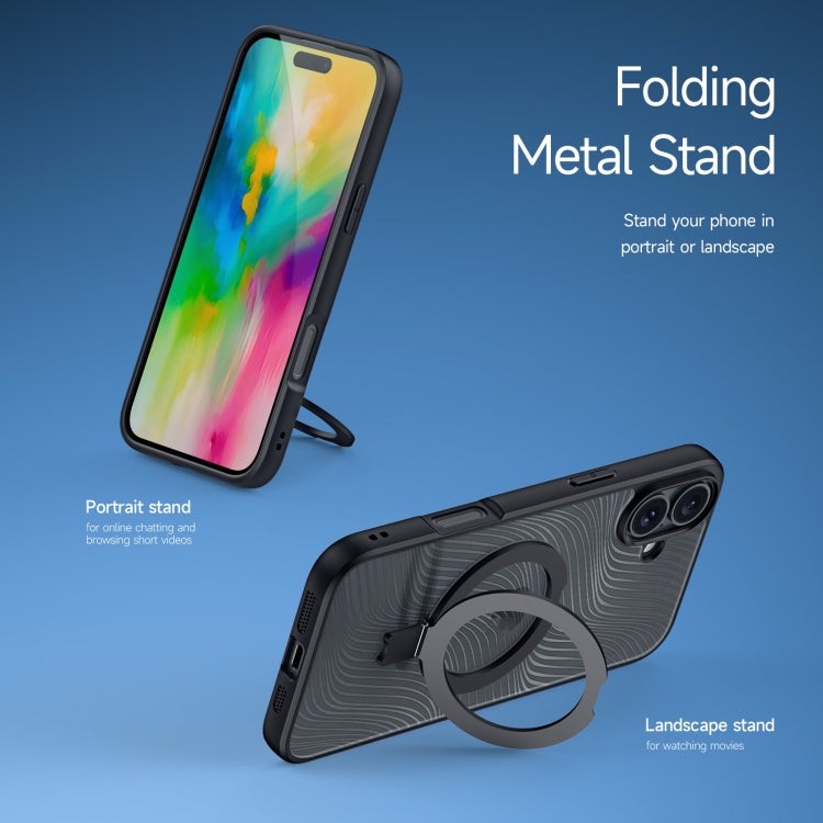 For iPhone 16 Plus DUX DUCIS Aimo Mag Series MagSafe Ring Holder Frosted Phone Case(Black) - iPhone 16 Plus Cases by DUX DUCIS | Online Shopping South Africa | PMC Jewellery | Buy Now Pay Later Mobicred