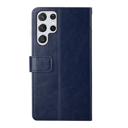 For Samsung Galaxy S25 Ultra 5G Y-shaped Pattern Flip Leather Phone Case(Blue) - Galaxy S25 Ultra 5G Cases by PMC Jewellery | Online Shopping South Africa | PMC Jewellery | Buy Now Pay Later Mobicred