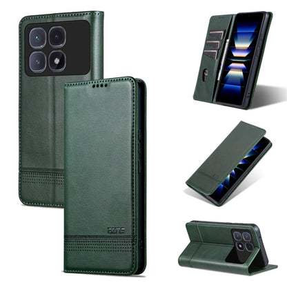 For Redmi K70 Ultra AZNS Magnetic Calf Texture Flip Leather Phone Case(Dark Green) - Xiaomi Cases by AZNS | Online Shopping South Africa | PMC Jewellery | Buy Now Pay Later Mobicred