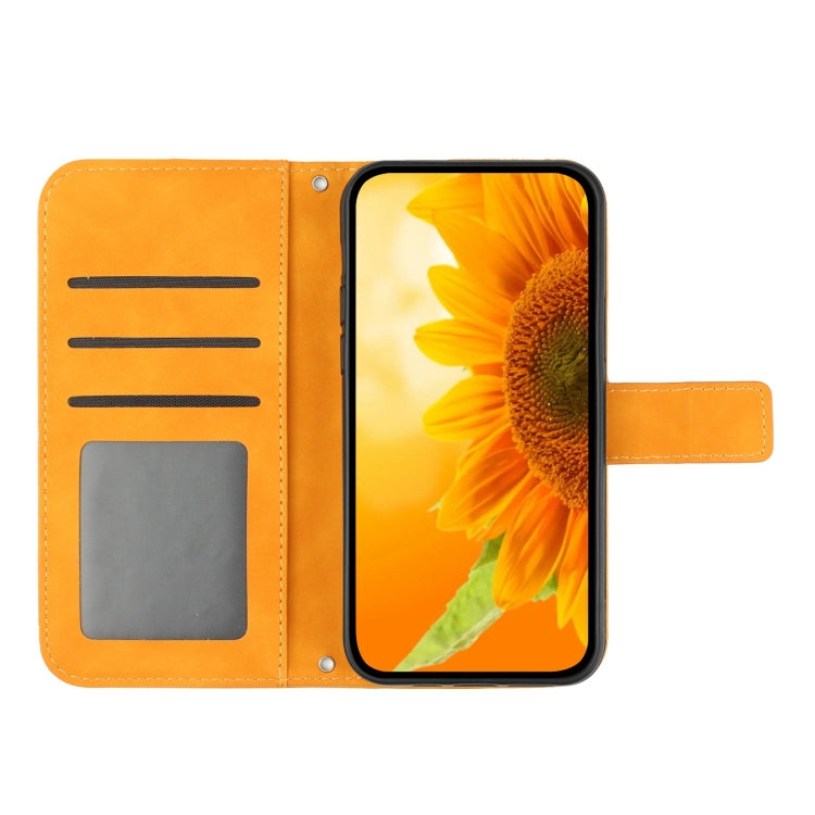 For Samsung Galaxy S25+ 5G Skin Feel Sun Flower Embossed Flip Leather Phone Case with Lanyard(Yellow) - Galaxy S25+ 5G Cases by PMC Jewellery | Online Shopping South Africa | PMC Jewellery | Buy Now Pay Later Mobicred