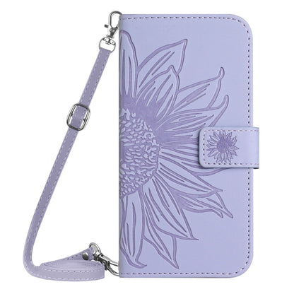 For Samsung Galaxy S25 Ultra 5G Skin Feel Sun Flower Embossed Flip Leather Phone Case with Lanyard(Purple) - Galaxy S25 Ultra 5G Cases by PMC Jewellery | Online Shopping South Africa | PMC Jewellery | Buy Now Pay Later Mobicred