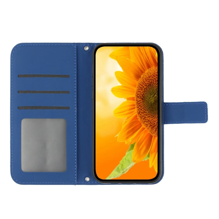 For Samsung Galaxy S25 Ultra 5G Skin Feel Sun Flower Embossed Flip Leather Phone Case with Lanyard(Dark Blue) - Galaxy S25 Ultra 5G Cases by PMC Jewellery | Online Shopping South Africa | PMC Jewellery | Buy Now Pay Later Mobicred