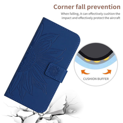 For Samsung Galaxy S25 Ultra 5G Skin Feel Sun Flower Embossed Flip Leather Phone Case with Lanyard(Dark Blue) - Galaxy S25 Ultra 5G Cases by PMC Jewellery | Online Shopping South Africa | PMC Jewellery | Buy Now Pay Later Mobicred