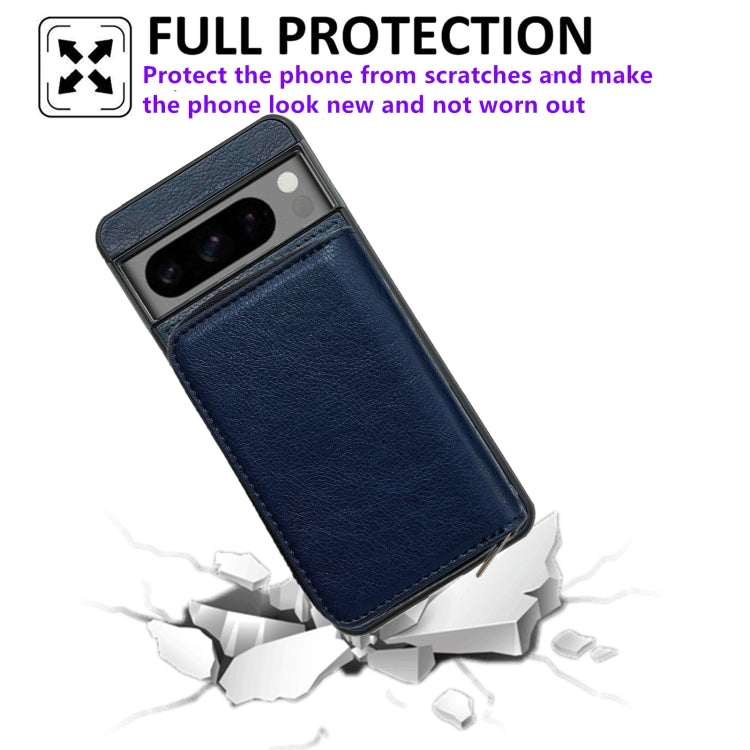 For Google Pixel 9 Pro XL Solid Color Zipper 11-Card Slots Bag Phone Case with Lanyard(Blue) - Google Cases by PMC TechLife | Online Shopping South Africa | PMC TechLife | Buy Now Pay Later Mobicred