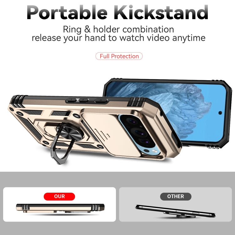 For Google Pixel 9 Sliding Camshield Holder Phone Case(Gold) - Google Cases by PMC TechLife | Online Shopping South Africa | PMC TechLife | Buy Now Pay Later Mobicred