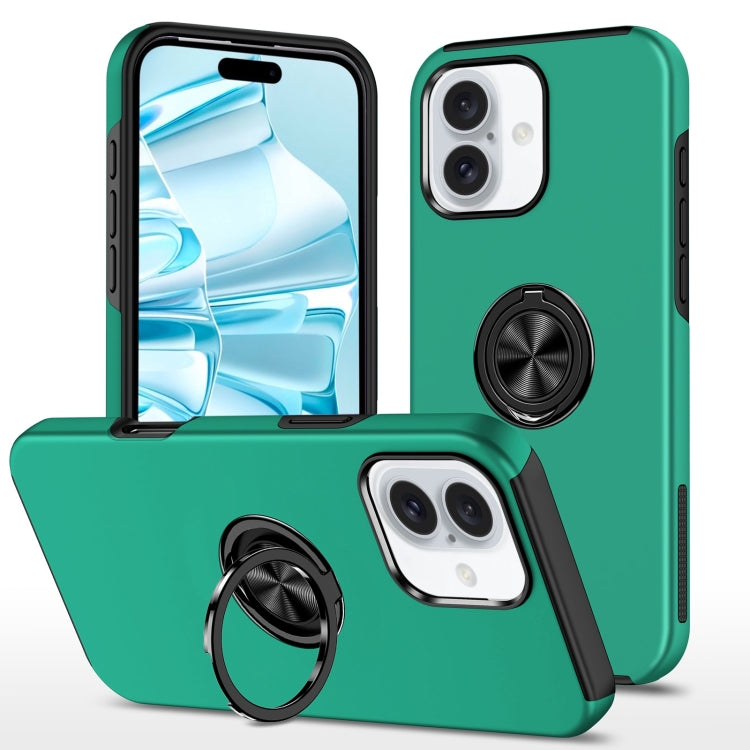 For iPhone 16 Magnetic Ring Holder Phone Case(Dark Green) - iPhone 16 Cases by PMC Jewellery | Online Shopping South Africa | PMC Jewellery | Buy Now Pay Later Mobicred