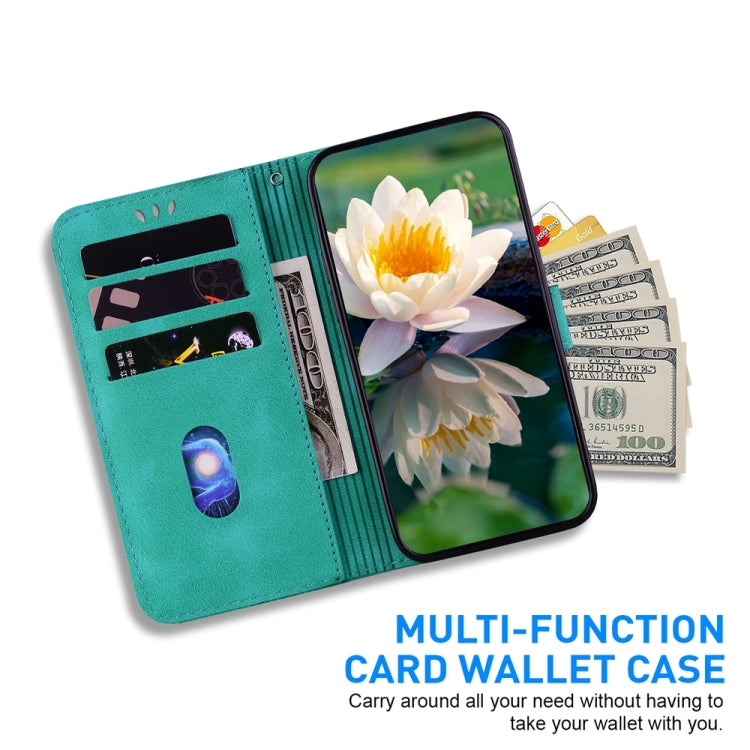 For Motorola Edge 2024 Lotus Embossed Leather Phone Case(Green) - Motorola Cases by PMC Jewellery | Online Shopping South Africa | PMC Jewellery | Buy Now Pay Later Mobicred