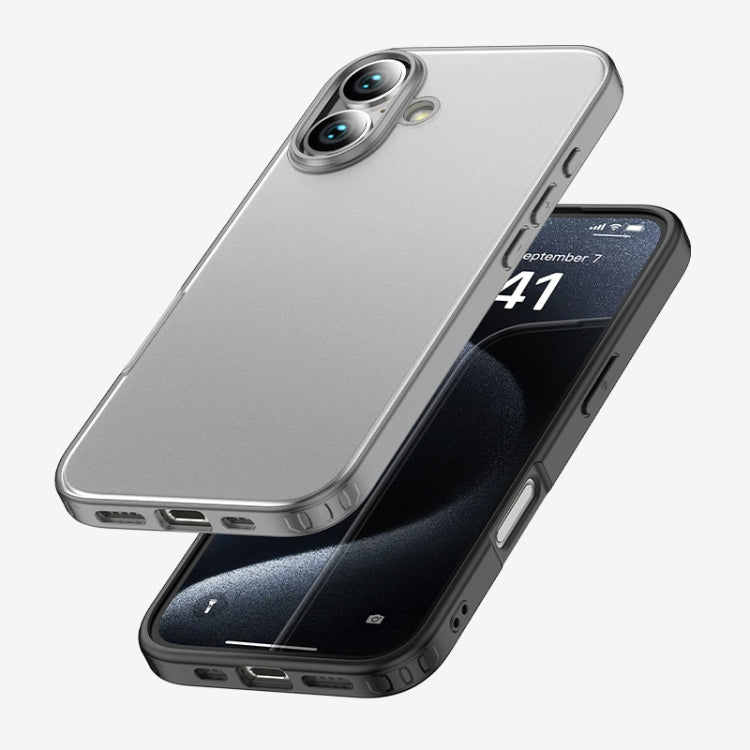 For iPhone 16 Plus Armor Clear TPU Hard PC Phone Case(Matte Black) - iPhone 16 Plus Cases by PMC Jewellery | Online Shopping South Africa | PMC Jewellery | Buy Now Pay Later Mobicred