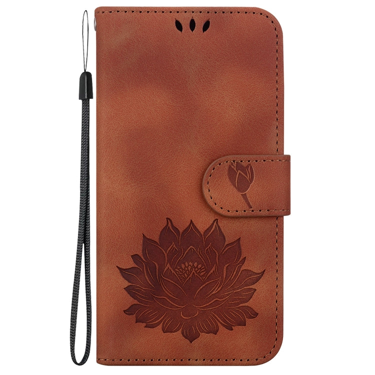 For Google Pixel 9 Pro Lotus Embossed Leather Phone Case(Brown) - Google Cases by PMC TechLife | Online Shopping South Africa | PMC TechLife | Buy Now Pay Later Mobicred