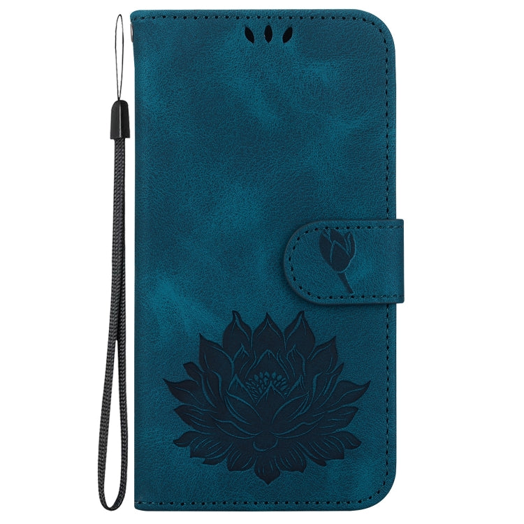 For Google Pixel 9 Pro Lotus Embossed Leather Phone Case(Dark Blue) - Google Cases by PMC Jewellery | Online Shopping South Africa | PMC Jewellery | Buy Now Pay Later Mobicred