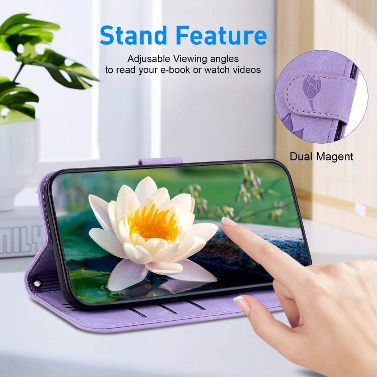 For Google Pixel 9 Lotus Embossed Leather Phone Case(Purple) - Google Cases by PMC Jewellery | Online Shopping South Africa | PMC Jewellery | Buy Now Pay Later Mobicred