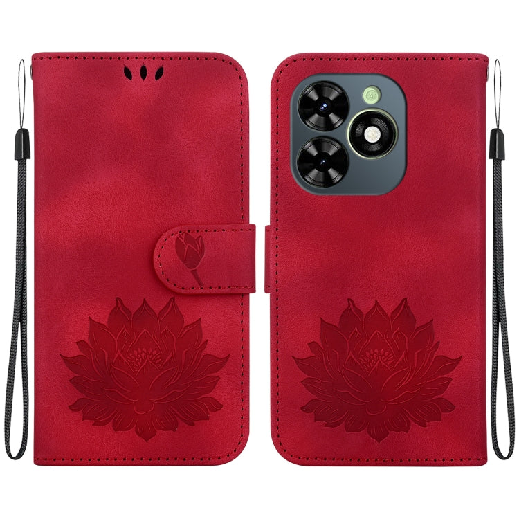 For Tecno Spark G0 2024 / Spark 20 Lotus Embossed Leather Phone Case(Red) - Tecno Cases by PMC Jewellery | Online Shopping South Africa | PMC Jewellery | Buy Now Pay Later Mobicred