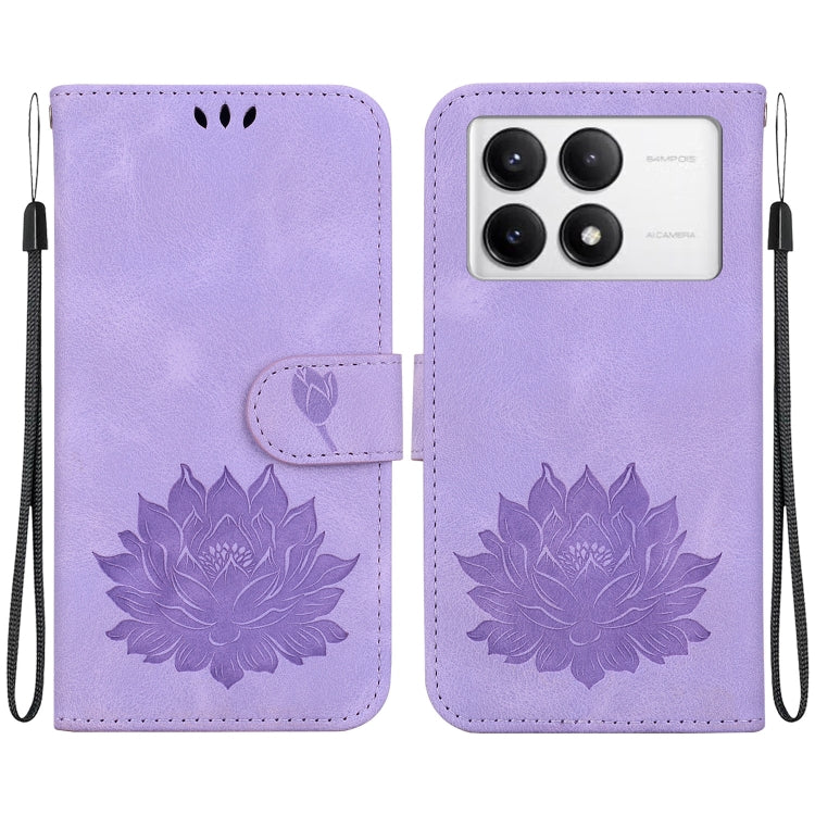 For Redmi K70 / K70 Pro Lotus Embossed Leather Phone Case(Purple) - K70 Cases by PMC Jewellery | Online Shopping South Africa | PMC Jewellery | Buy Now Pay Later Mobicred