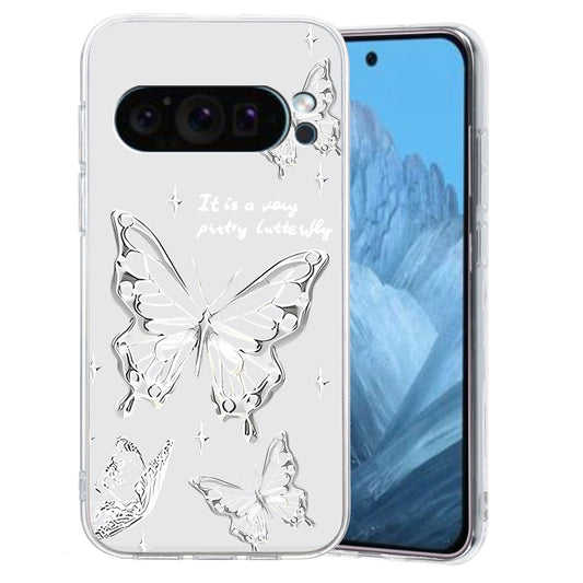 For Google Pixel 9 Pro Colored Drawing Pattern Transparent TPU Phone Case(Butterflies) - Google Cases by PMC Jewellery | Online Shopping South Africa | PMC Jewellery | Buy Now Pay Later Mobicred