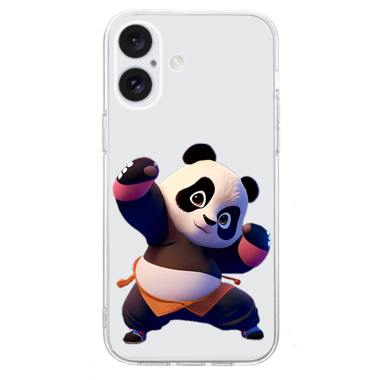 For iPhone 16 Colored Drawing Pattern Transparent TPU Phone Case(Panda) - iPhone 16 Cases by PMC TechLife | Online Shopping South Africa | PMC TechLife | Buy Now Pay Later Mobicred