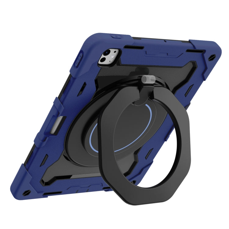 For iPad Pro 13 2024 Armor Portable Rotating Ring Holder Silicone Tablet Case with Pen Slot(Navy Blue) - iPad Pro 13 2024 Cases by PMC Jewellery | Online Shopping South Africa | PMC Jewellery | Buy Now Pay Later Mobicred