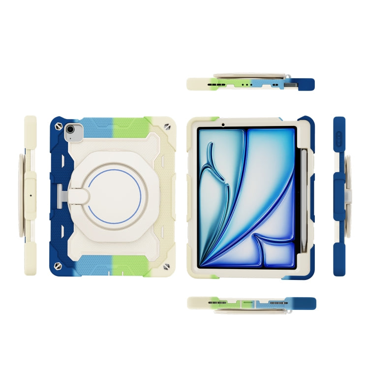 For iPad Air 11 2024 Armor Portable Rotating Ring Holder Silicone Tablet Case with Pen Slot(Colorful Blue) - iPad Air 11 2024 Cases by PMC Jewellery | Online Shopping South Africa | PMC Jewellery | Buy Now Pay Later Mobicred