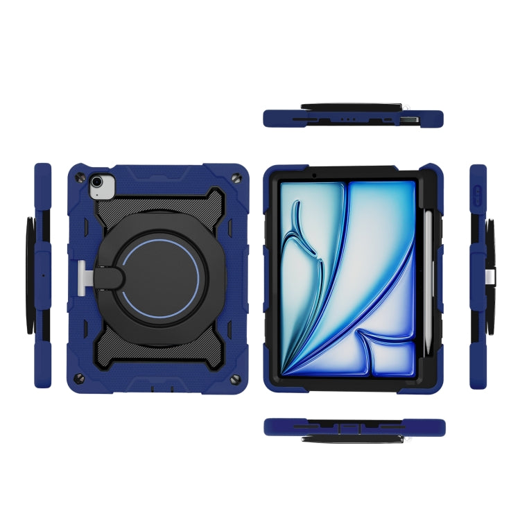 For iPad Air 11 2024 Armor Portable Rotating Ring Holder Silicone Tablet Case with Pen Slot(Navy Blue) - iPad Air 11 2024 Cases by PMC Jewellery | Online Shopping South Africa | PMC Jewellery | Buy Now Pay Later Mobicred