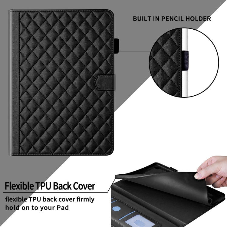For Lenovo Tab M11 / Xiaoxin Pad 11 2024 Rhombus Lattice Leather Tablet Case(Black) - free shipping - PMC Jewellery - Order now!