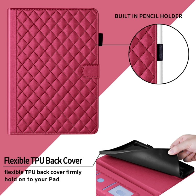 For Honor Pad 9 Rhombus Lattice Leather Tablet Case(Red) - Honor by PMC TechLife | Online Shopping South Africa | PMC TechLife | Buy Now Pay Later Mobicred