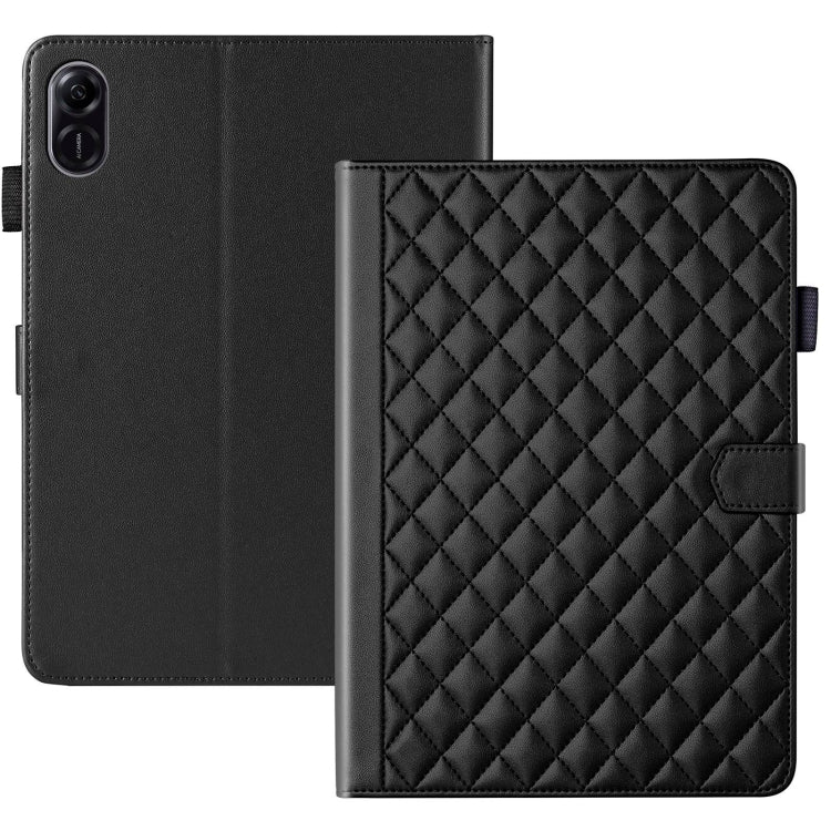 For Honor Pad X9 / X8 Pro Rhombus Lattice Leather Tablet Case(Black) - Honor by PMC TechLife | Online Shopping South Africa | PMC TechLife | Buy Now Pay Later Mobicred