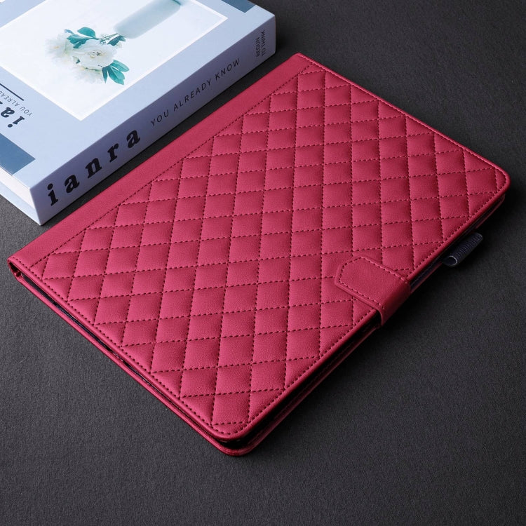 For Samsung Galaxy Tab S9 FE+ / S9+ Rhombus Lattice Leather Tablet Case(Red) - Galaxy Tab S9 FE+ by PMC Jewellery | Online Shopping South Africa | PMC Jewellery | Buy Now Pay Later Mobicred