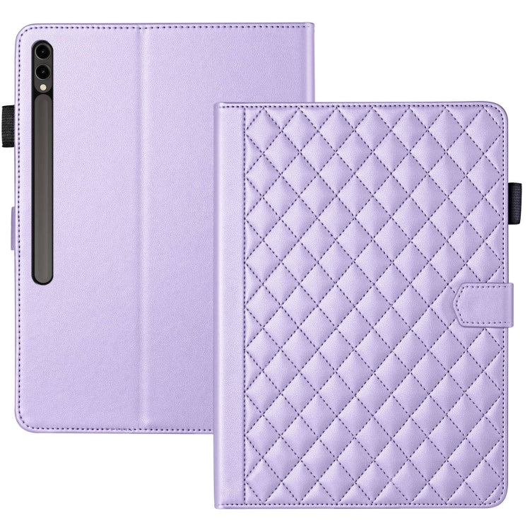 For Samsung Galaxy Tab S9 FE+ / S9+ Rhombus Lattice Leather Tablet Case(Purple) - Galaxy Tab S9 FE+ by PMC Jewellery | Online Shopping South Africa | PMC Jewellery | Buy Now Pay Later Mobicred