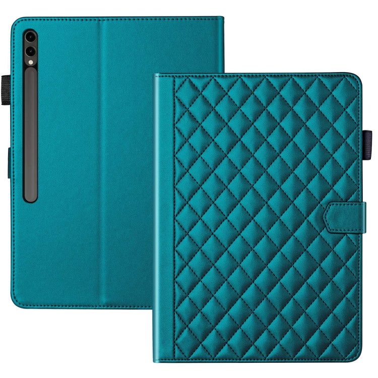 For Samsung Galaxy Tab S9 FE+ / S9+ Rhombus Lattice Leather Tablet Case(Dark Green) - Galaxy Tab S9 FE+ by PMC Jewellery | Online Shopping South Africa | PMC Jewellery | Buy Now Pay Later Mobicred