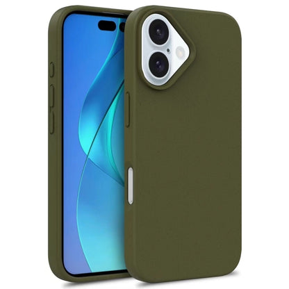 For iPhone 16 Wheat Straw TPU Phone Case(Army Green) - iPhone 16 Cases by PMC Jewellery | Online Shopping South Africa | PMC Jewellery | Buy Now Pay Later Mobicred