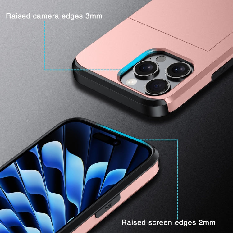 For iPhone 16 Shockproof Armor Phone Case with Card Slot(Rose Red) - iPhone 16 Cases by PMC TechLife | Online Shopping South Africa | PMC TechLife | Buy Now Pay Later Mobicred